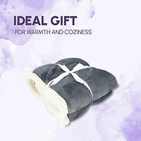 Beddora Couverture de Luxe en Flanelle Sherpa – 50” x 60” – Ultra-Douce & Chaude – 450 GSM Polaire Réversible – Couverture d'Hiver Confortable pour Canapé Ou Lit – Gris