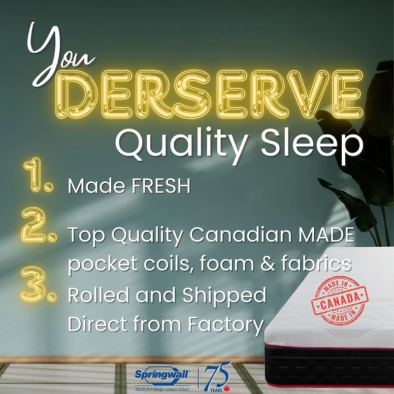 Made in Canada - Springwall 12" TREMBLANT Hybrid - Medium PLUSH - King (Shipped in a Box)