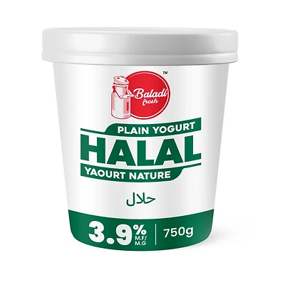 Yogourt nature halal Baladi 3,9 % 750 g