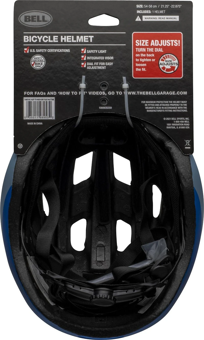Casque de vélo Bell Sports Nixon avec lumière pour jeunes Bleu/Gris