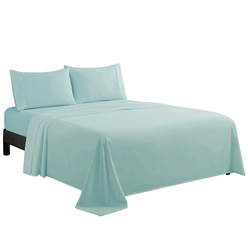 Marina Decoration 600 Thread Count Ultra Soft Deep Pocket Hotel Standard Solid Bedding Long Staple Percale Cotton All Season Sheet Set with Pillowcase