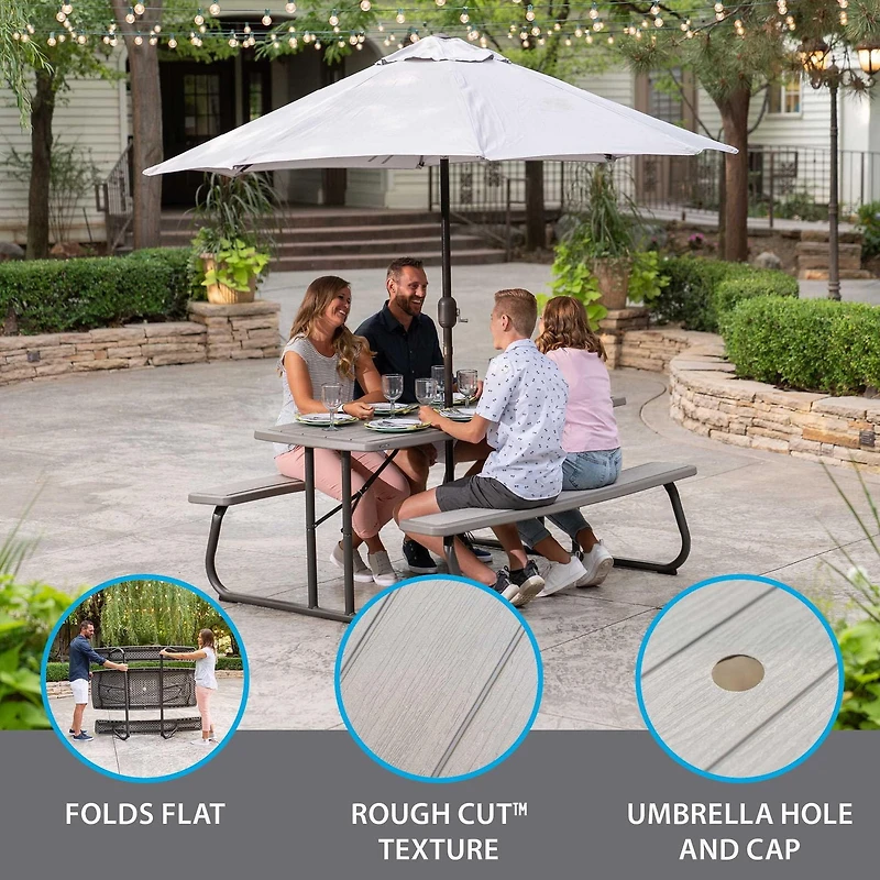 LIFETIME - Table de pique-nique pliante de 6 pieds, gris Rough Cut