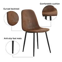Noble House Modern Dining Chairs Set of 6,Brown Suede-Like Tech Fabric