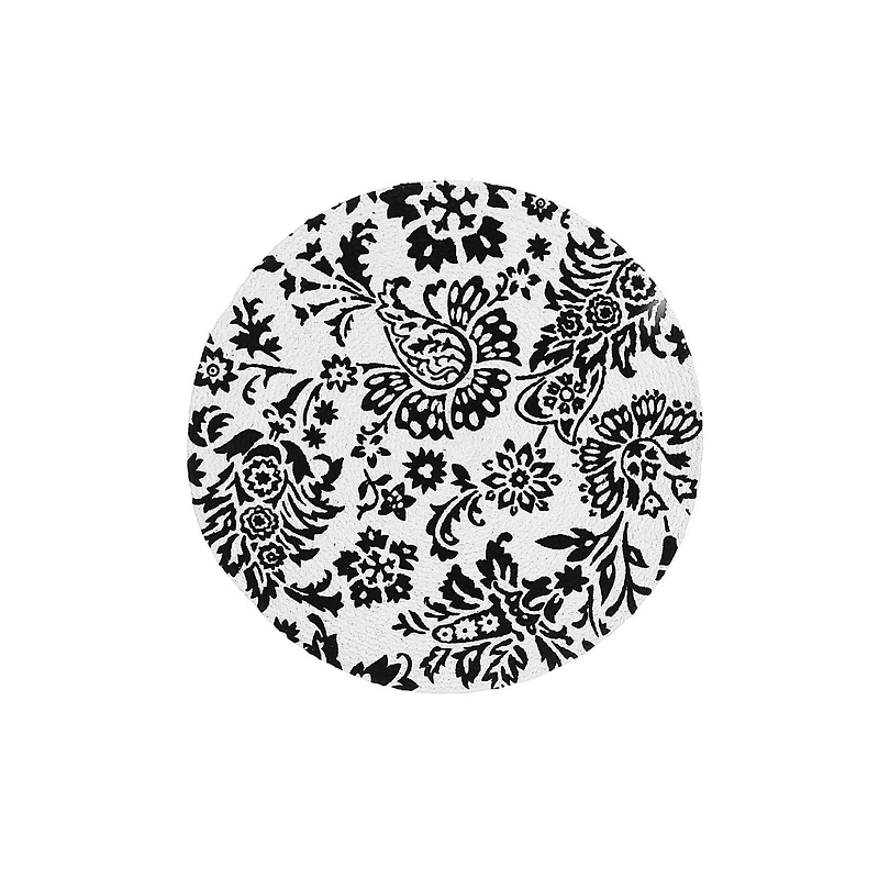 IH Casa Decor Printed Round Cotton Rope Placemat Black Baroque - Set of 12