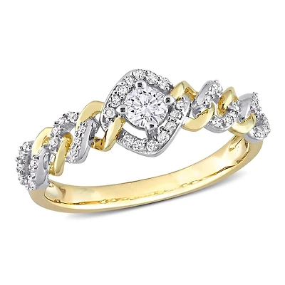 Miabella 1/3 Carat T.W. Diamond 10K Yellow Gold Oval Link Halo Engagement Ring
