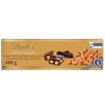 Lindt Tablette au chocolat noir et à la noisette SWISS CLASSIC, 300 g