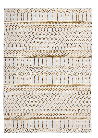 Motif Printed Faux Rabbit Minear Ivory & Gold 3 ft. x 5 ft. Accent Rug