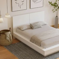 Nexera Napa Queen Platform Bed with Headboard, White Oak