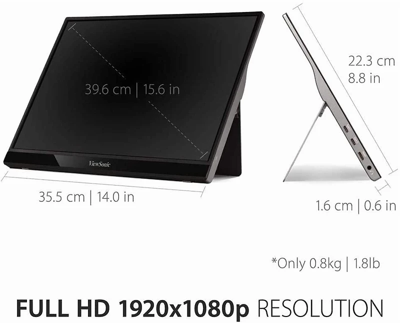 ViewSonic 15.6", 1920 x 1080, Noir, VG1655
