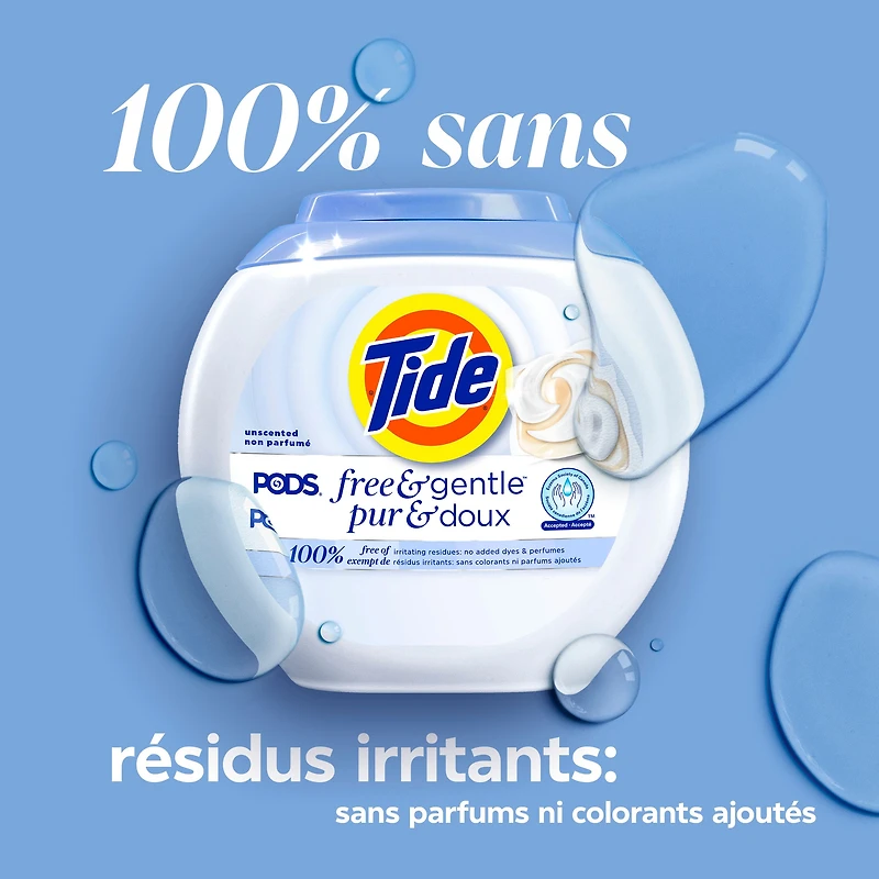 Tide Capsules Pur & Doux Détergent à Lessive Pacs de Savon, Tide Capsules Détergent à Lessive, Pacs de Détergent à Lessive, Détergent à Lessive en Capsules, 76 Unités