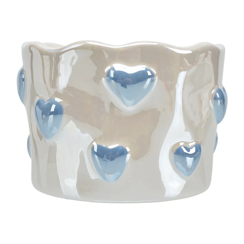 12oz Ceramic Blue Heart Candle, 3-Wick