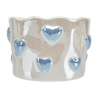 12oz Ceramic Blue Heart Candle, 3-Wick