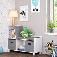 Collection Book Nook Maison RiverRidge® Banc de rangement pour enfant avec casiers blancs et bacs 2 pièces taupe