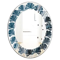 Designart 'Splash Blue Indigo' Modern Oval Wall Mirror - Leaves 24x36