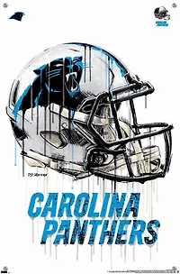 NFL Carolina Panthers - Drip Helmet 20 Wall Poster, 22.375" x 34" Framed