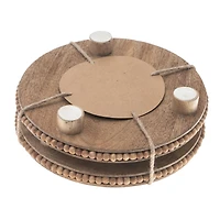 Set Of 2 Mango Wood Beaded Round Trivet