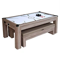 Ens. table d’air hockey Driftwood de Hathaway de 2,13 m (7 pi) avec bancs