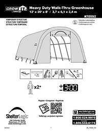 ShelterLogic Grow IT 12 x 20 x 8 ft Translucent Heavy Duty Round Greenhouse