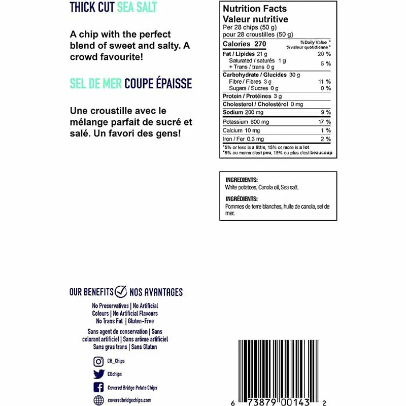 Covered Bridge - ECL Thick Cut Sea Salt, 142g