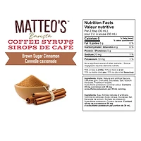 Matteo's Sirop Aromatisant pour Café Sans Sucre, Cannelle Cassonade