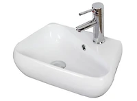 17.5-in. W Wall Mount White Bathroom Vessel Sink Set For 1 Hole Right Faucet AI-26301