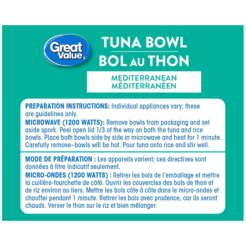 Great Value Mediterranean Tuna Bowl
