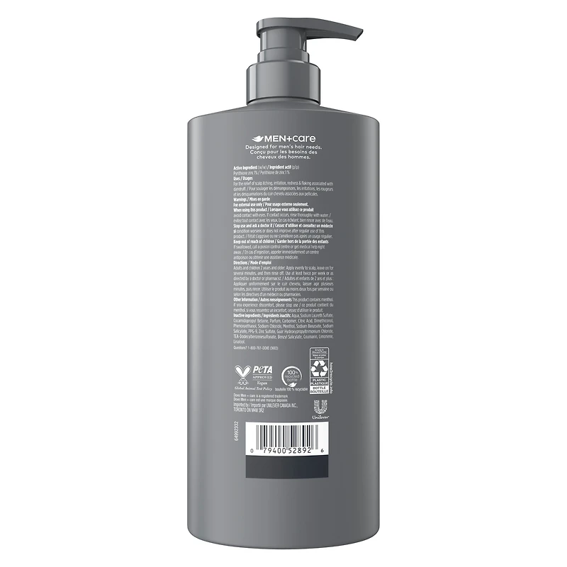 Dove Men+Care Shampooing Antipelliculaire 2-en-1 avec Pyrithione de Zinc, 828 ml