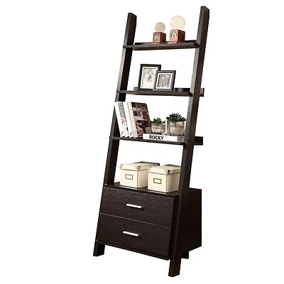 Monarch Specialties Bookshelf, Bookcase, Etagere, Ladder, 4 Tier, 69"h, Office, Bedroom, Laminate, Brown, Contemporary, Modern