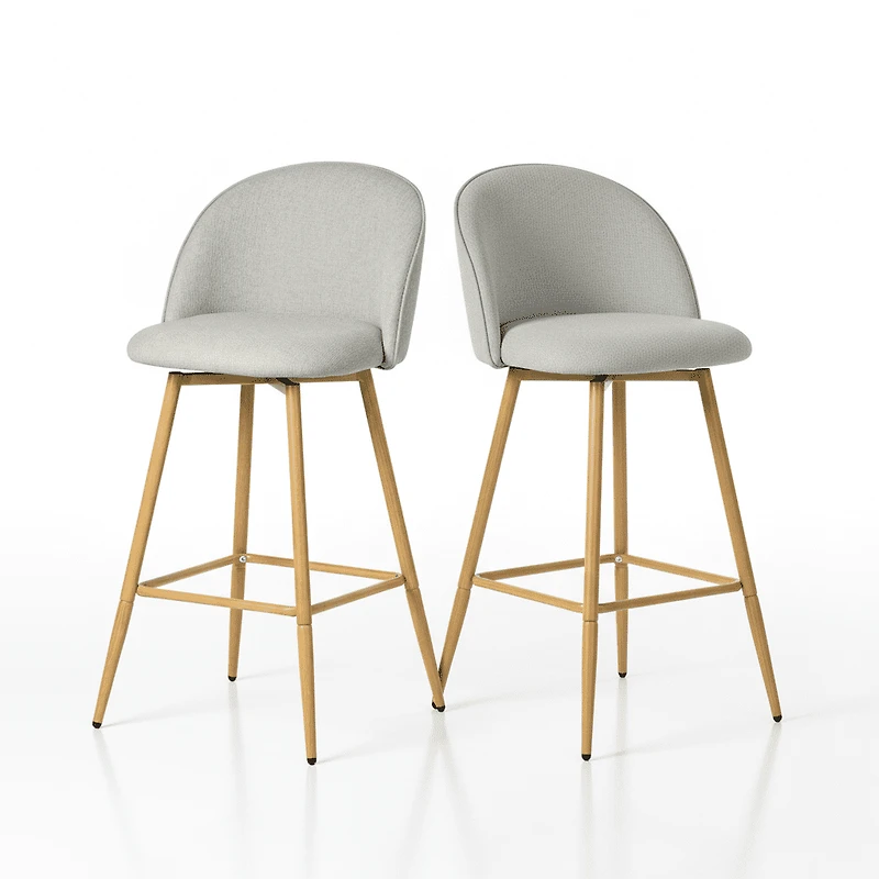 Homy Casa Set of 2 Modern Bar Stool with Fabric Upholstery - 26 in. Seat Height Adjustable Seat for Kitchen Island