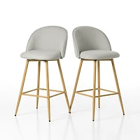 Homy Casa Set of 2 Modern Bar Stool with Fabric Upholstery - 26 in. Seat Height Adjustable Seat for Kitchen Island
