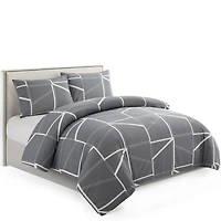 Marina Decoration Soft Silky Rich Printed Rayon from Bamboo All Season Duvet Cover Fitted Sheet Ensemble Bedding Set with Zipper and Corner Tie, Modern Fantasy Geometric Pattern