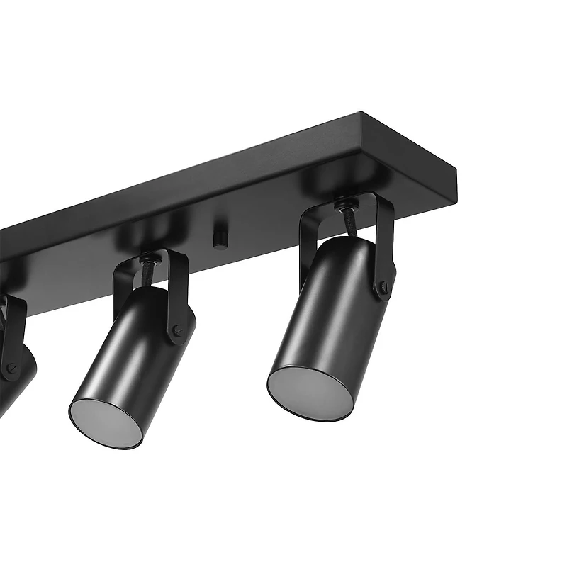 Globe Electric 4-Light Matte Black Dimmable 22W LED Integrated Track Lighting with Rotating Track Heads, Modern Style