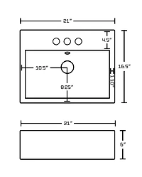 American Imaginations 19.75-in. W Above Counter White Bathroom Vessel Sink For 1 Hole Center Drilling AI-438