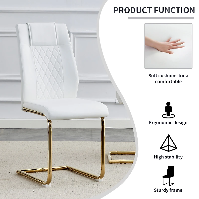 Noble House Modern style white PU dining chairs (4 per box) - featuring a mesh backrest design