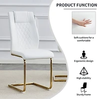 Noble House Modern style white PU dining chairs (4 per box) - featuring a mesh backrest design