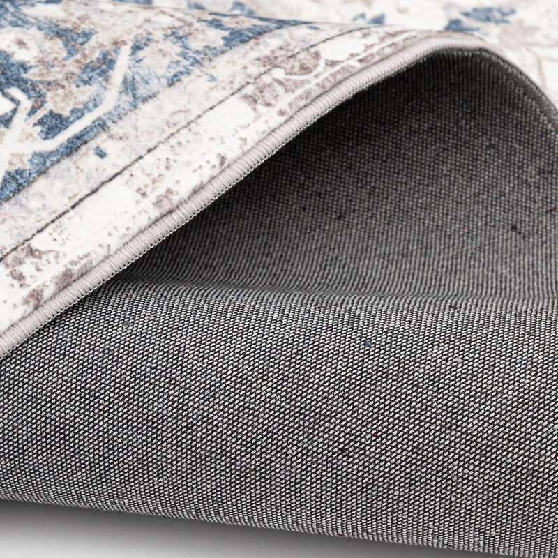 Banburry Tan and Dark Blue Woven Area Rug