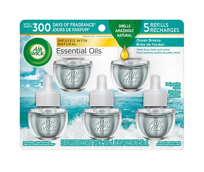 Air Wick Plug In Air Freshener, Scented Oil, 5 Refills, Ocean Breeze