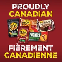 McCain® Pizza Pockets® Three Cheese, Made in Canada from domestic and imported ingredients, 12 x 100g