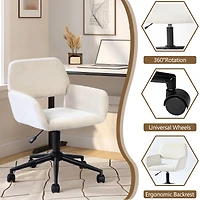 Chaise de bureau pivotante Homy Casa, chaise de bureau ergonomique réglable, tissu chenille beige