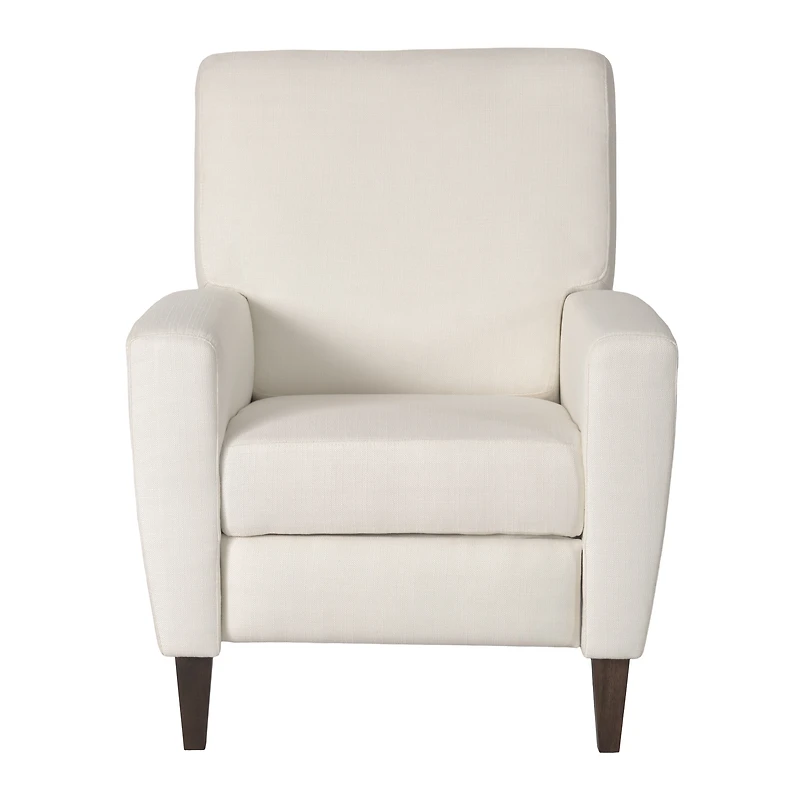 CorLiving Wells Off White Basketweave Fabric Upholstered Indoor Pushback Recliner with Wood Legs