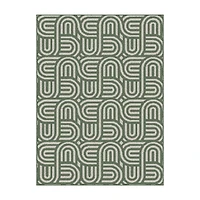 U-Carpet Spring Indoor Modern Geometric Machine-Tufted Sage Accent Rug, 3' x 4', Machine Washable, Non-Skid Backing