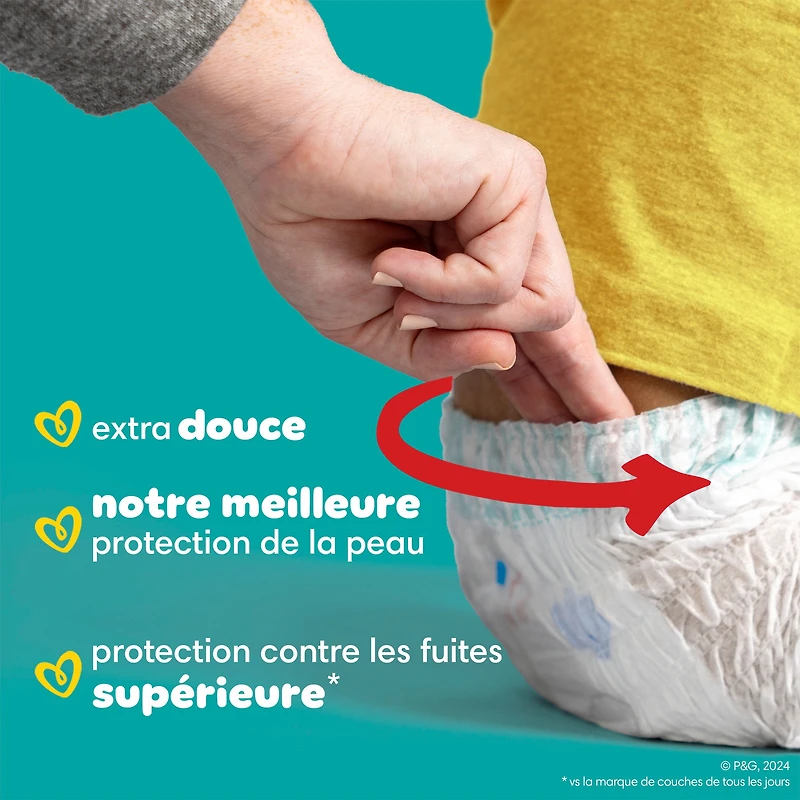 Pampers Couches - Swaddlers 360° - Taille 4, jusqu'à 100 % Anti-Fuites, Coupe Confortable et Sèche, Languettes Faciles à Enlever pour un Change Facile, Couche à Enfiler
