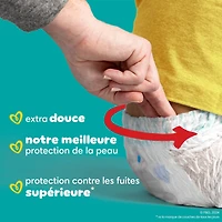 Pampers Couches - Swaddlers 360° - Taille 4, jusqu'à 100 % Anti-Fuites, Coupe Confortable et Sèche, Languettes Faciles à Enlever pour un Change Facile, Couche à Enfiler
