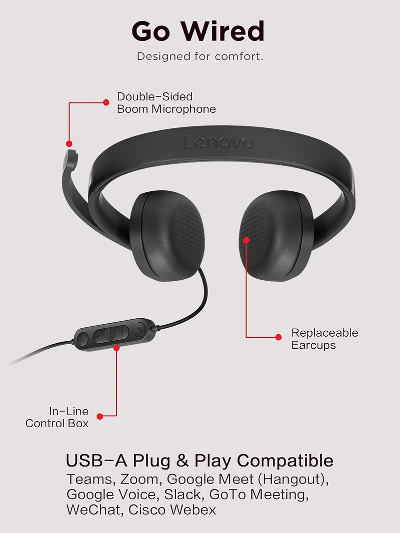 Lenovo USB-A Wired Stereo Headset Gen 2