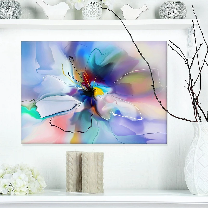 Designart Abstract Creative Blue Flower Canvas Wall Art