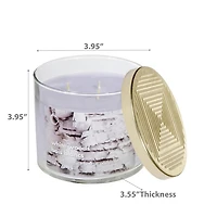 14 Oz 3 Bougie En Pot Avec Couvercle Bois Blanc