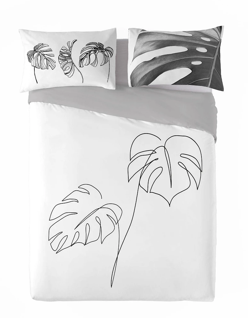 Gouchee Home Blanca King Duvet Cover Set – 3‑Piece OEKO‑TEX Certified Reversible Cotton Bedding with Minimalist Tropical Leaf Print