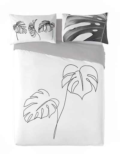 Gouchee Home Blanca King Duvet Cover Set – 3‑Piece OEKO‑TEX Certified Reversible Cotton Bedding with Minimalist Tropical Leaf Print