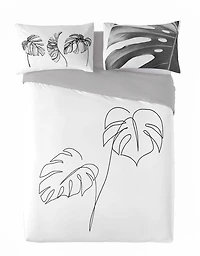 Gouchee Home Blanca King Duvet Cover Set – 3‑Piece OEKO‑TEX Certified Reversible Cotton Bedding with Minimalist Tropical Leaf Print