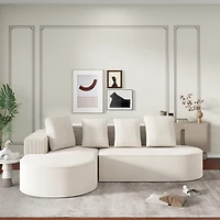 Noble House Fully Compressed Frameless Modular Sofa,L-Shaped Recliner,White